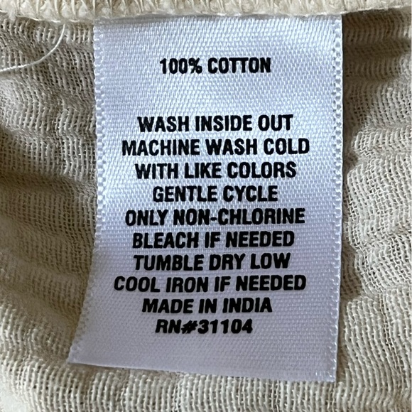 Wonderly 100% Cotton Gauze Cream Wide Leg Pull On Pants Beachy Boho Size Large - Picture 11 of 13